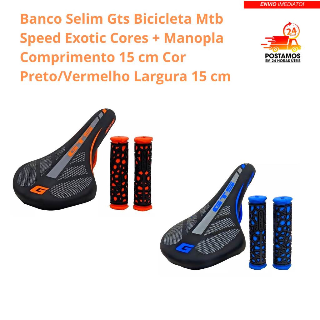 Banco Selim Gts Bicicleta Mtb Speed Exotic Cores + Manopla Comprimento 15 cm Cor Preto/Vermelho Largura 15 cm