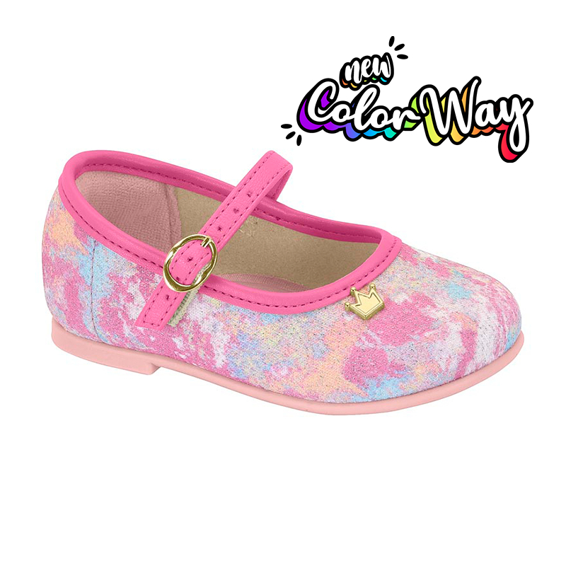 Sapatilha Boneca Baby Menina Aquarela com Glitter MOLEKINHA 2106.1041