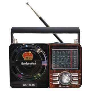 Rádio Estilo Retrô AM FM Bluetooth Recarregável MP3 / AUX / Cartão SD/ TF / USB / Bivolt 1088/1088s