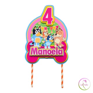 Topper/Topo para Bolo Simples Tema BLUEY e Família - Papel Fotográfico Glossy 230g em Oferta na Shopee