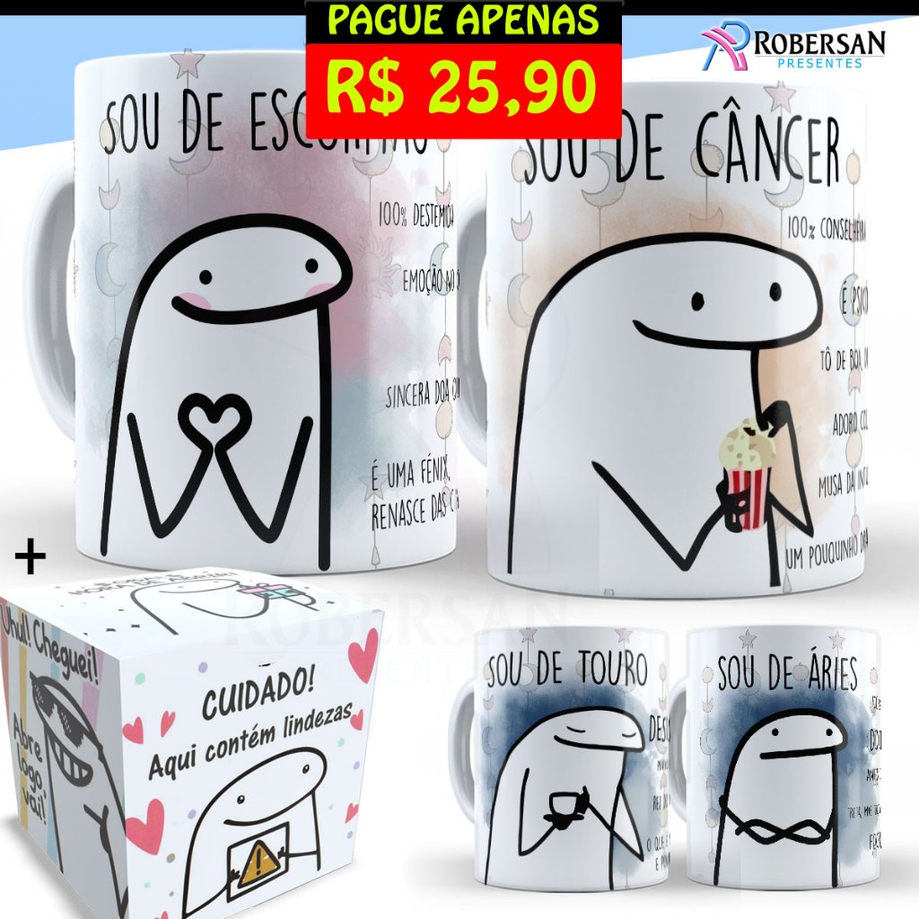 Imagem Caneca Personalizada Porcelana Signos Signo Flork Virgem Libra Aquário Peixes Escorpião Touro Gemeos Cancer Sagitário