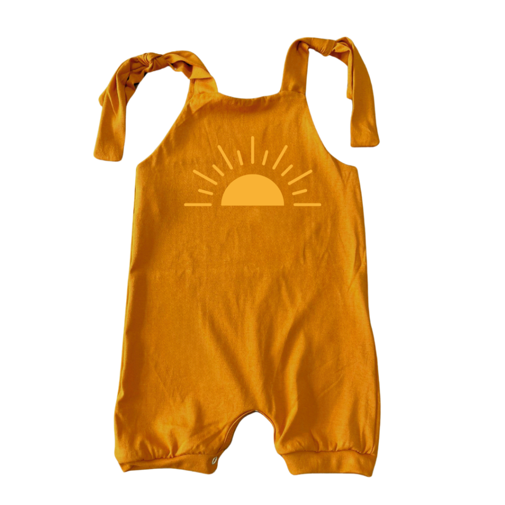 Jardineira Estampada Algodão Bebê Conjunto Minimalista Boho Sol
