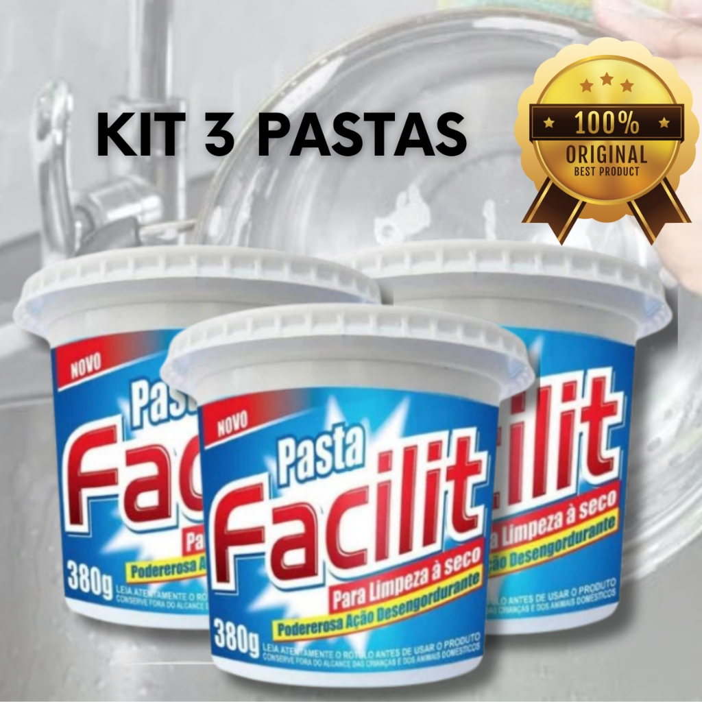 Pasta de Limpeza a seco Limpeza Total Facilit 380g Kit com 3 em Oferta na Shopee