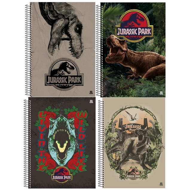CADERNO BROCHURÃO OU ESPIRAL JURASSIC PARK 1 MATERIA - ANIMATIVA em Oferta na Shopee