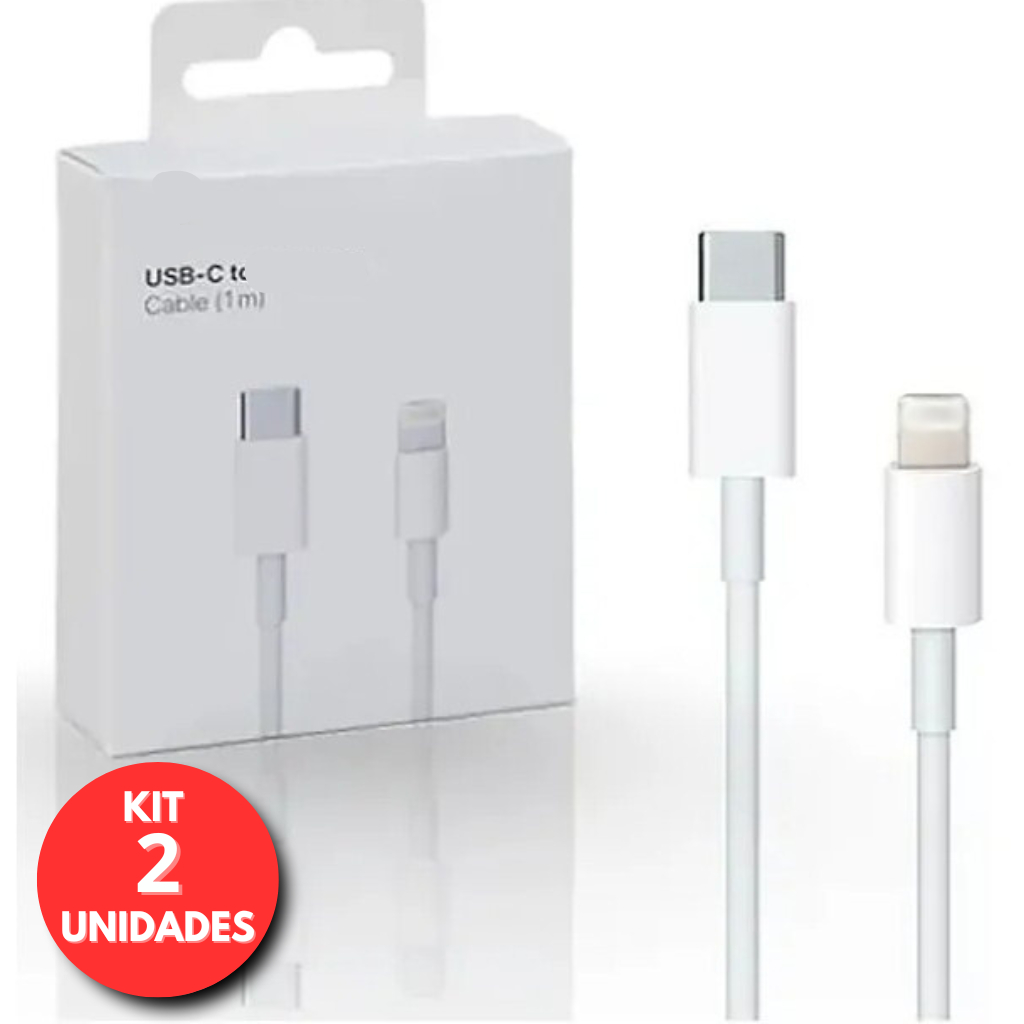 Kit 2 Cabos De IPhone Turbo USB-C 1metro Reforçado lightning 20w