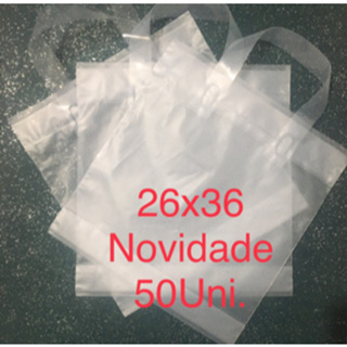 SACOLA ALÇA FITA 26x36 TRANSPARENTE . (50UNI) em Oferta na Shopee