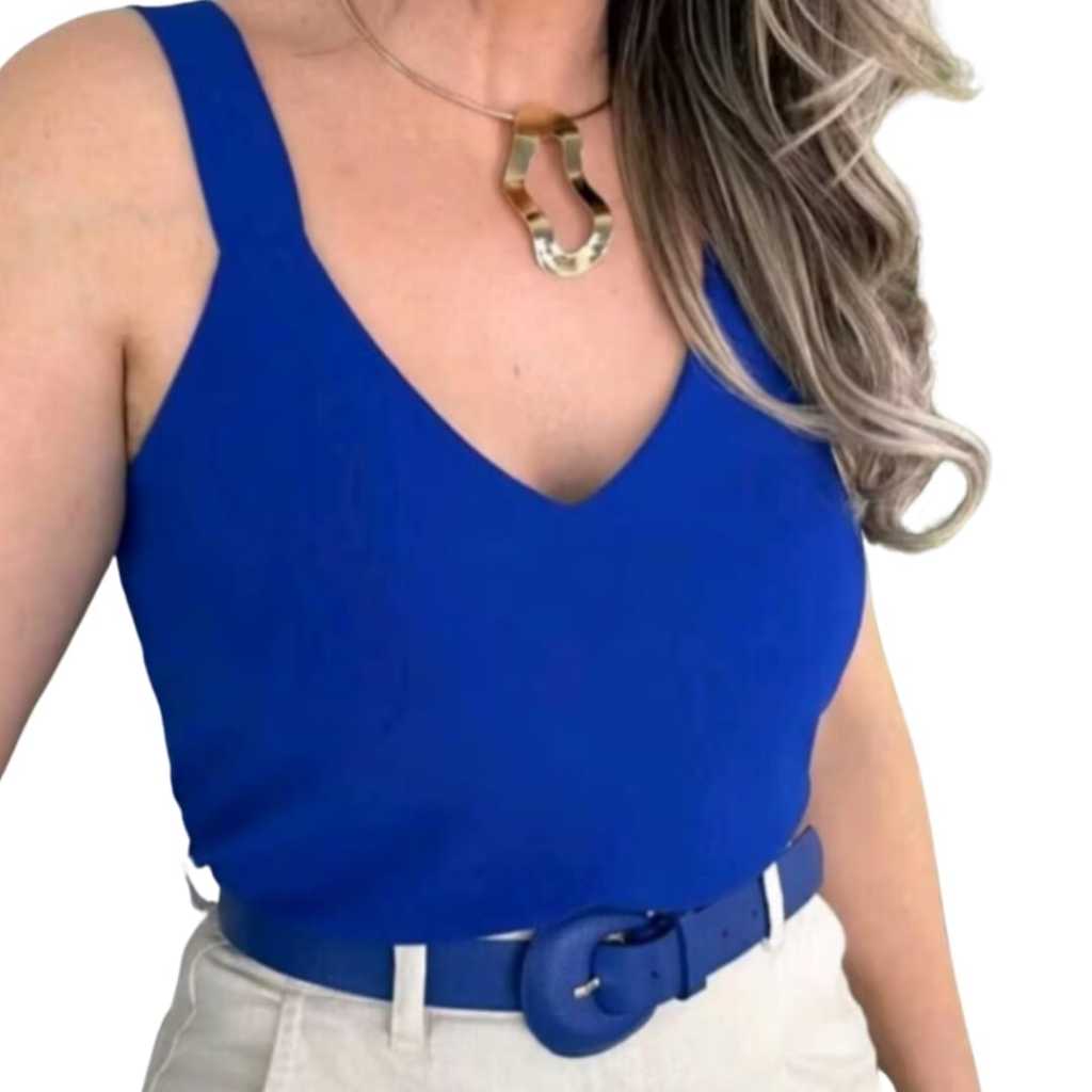 Blusa Regata Feminina Alça Larga Grossa Duna Tendência Regata Lisa Básica Social Elegante soltinha