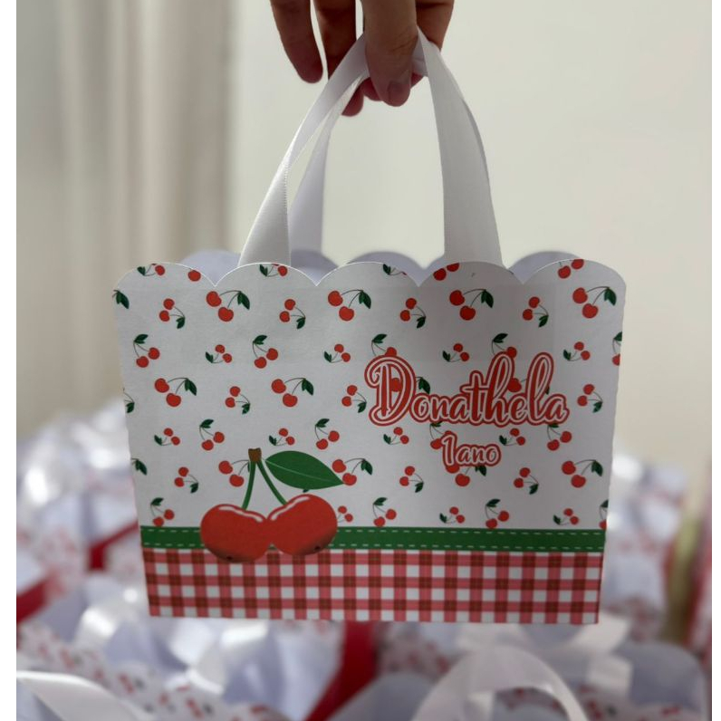 Sacolinha Personalizada Cerejinha– sacolinhas personalizadas - lembrancinhas personalizadas - vários temas