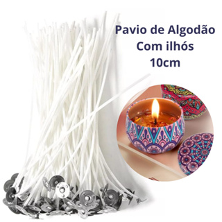 Pavio para velas Artesanais 10cm kit com 10 -50-100 Pçs montado com ilhós A2030 Fino em Oferta na Shopee