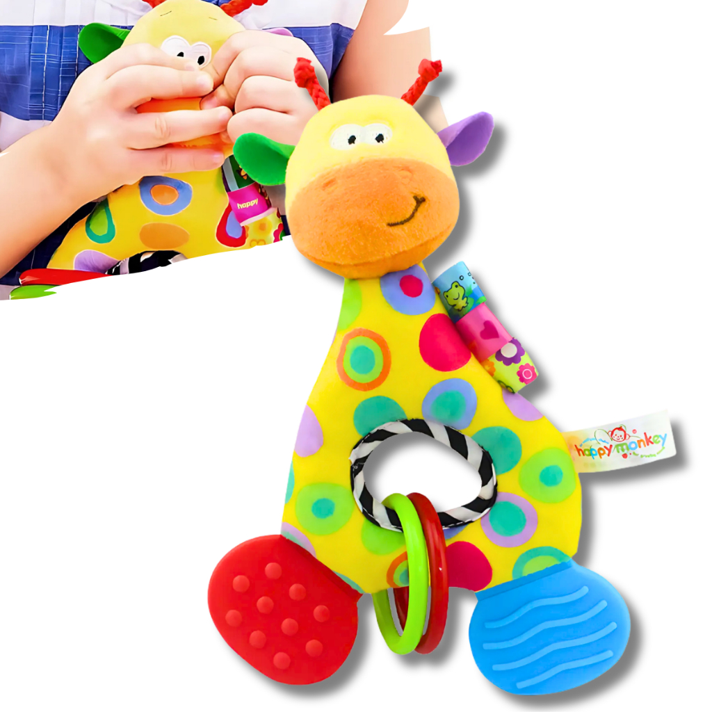 Mordedor Chocalho Para Bebê Girafa Pelúcia Móbile Brinquedo com Inmetro Hipoalergênico em Oferta na Shopee