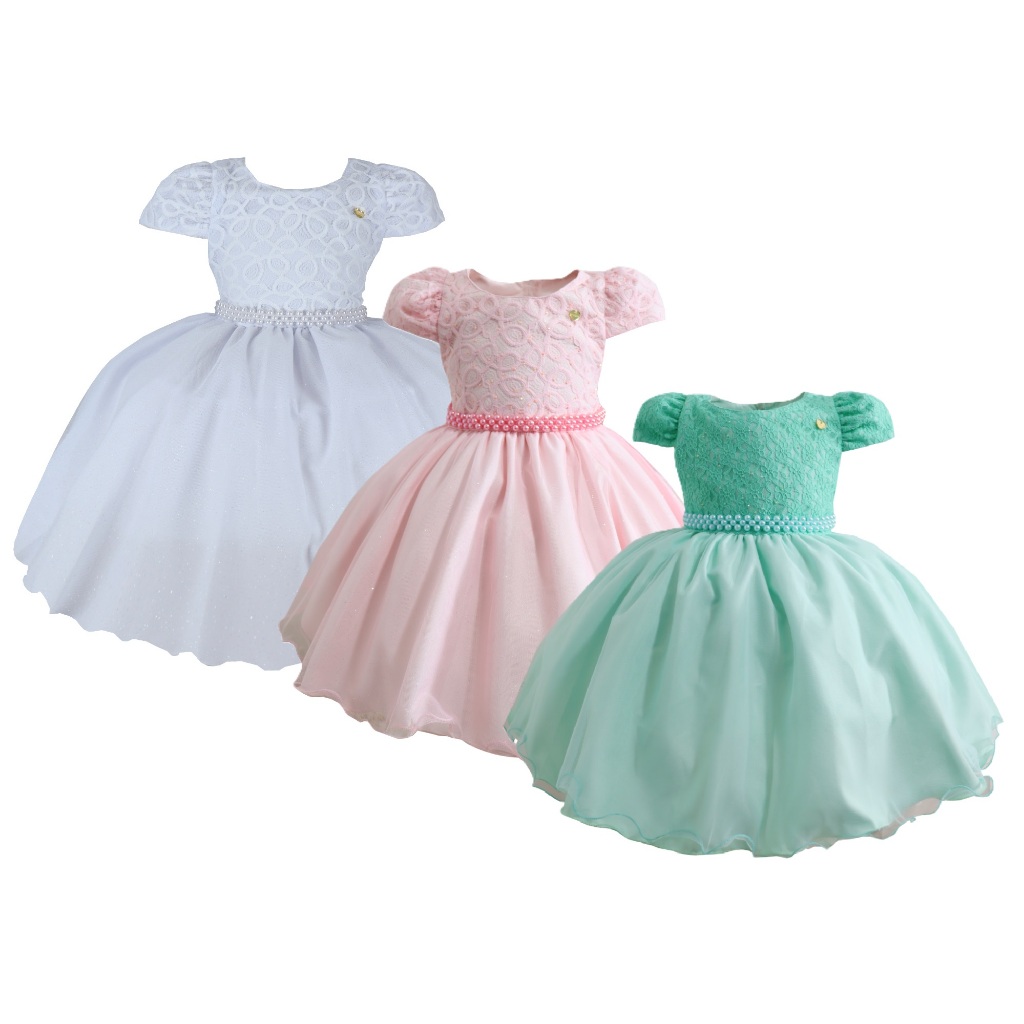 Vestido Juvenil Rosa ou Verde infantil Princesa Menina Festa Luxo Bordado Luxo 1 ao 12 anos em Oferta na Shopee