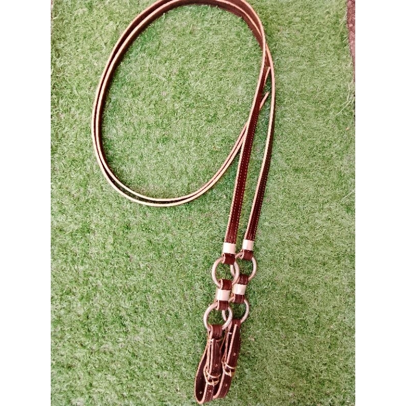 Rédea de argola para todas as raças de cavalos feira em couro tratado com argolas e chapas. em Oferta na Shopee