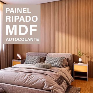 Kit 50 Placas Painel De Parede Ripado em MDF Revestimento Autocolante Completo