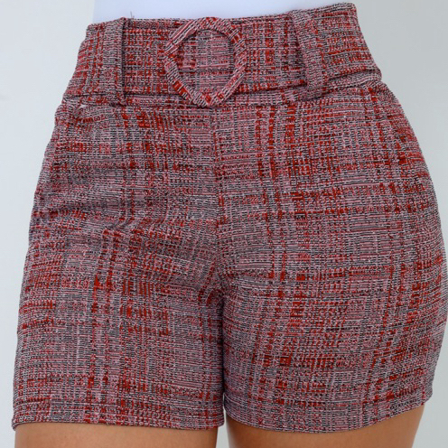 shorts Feminino jackar linho Mescla com cinto fixo com elastano CINTURA ALTA em Oferta na Shopee