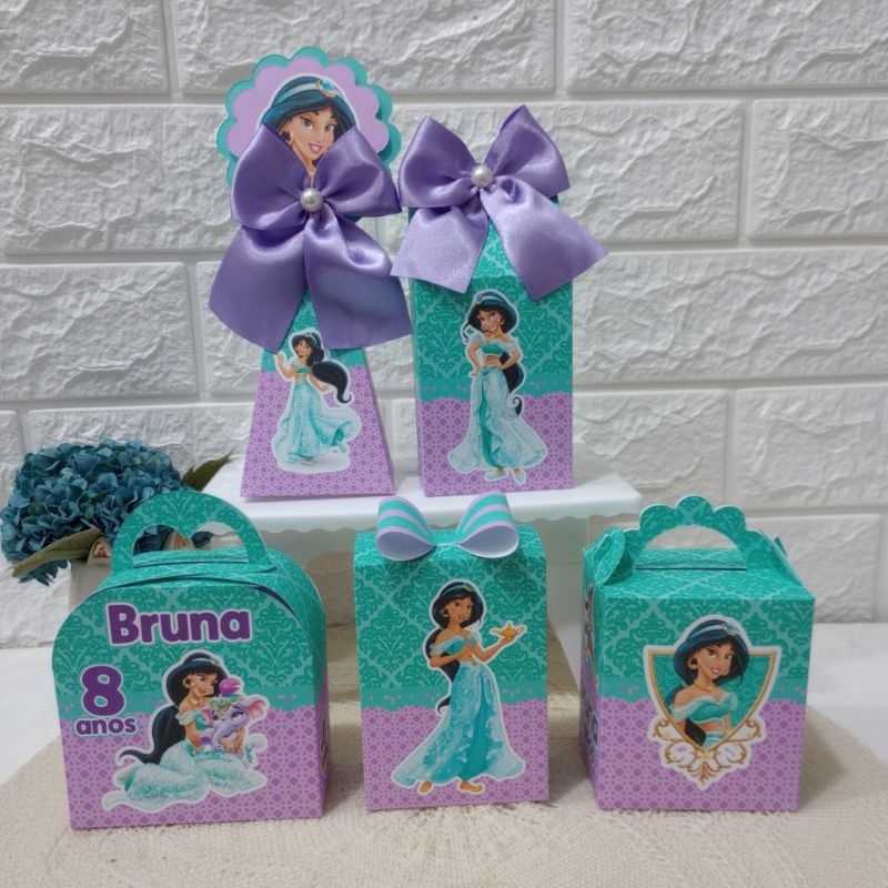 PEGUE E MONTE Kit Festa Personalizados PRINCESA JARMINE Lembrancinhas Caixinhas