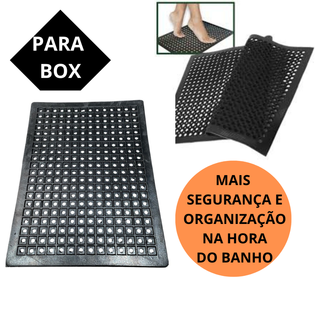Tapete Antiderrapante de Borracha Para Box Banheiro e Áreas Úmidas Preto 42x30CM em Oferta na Shopee