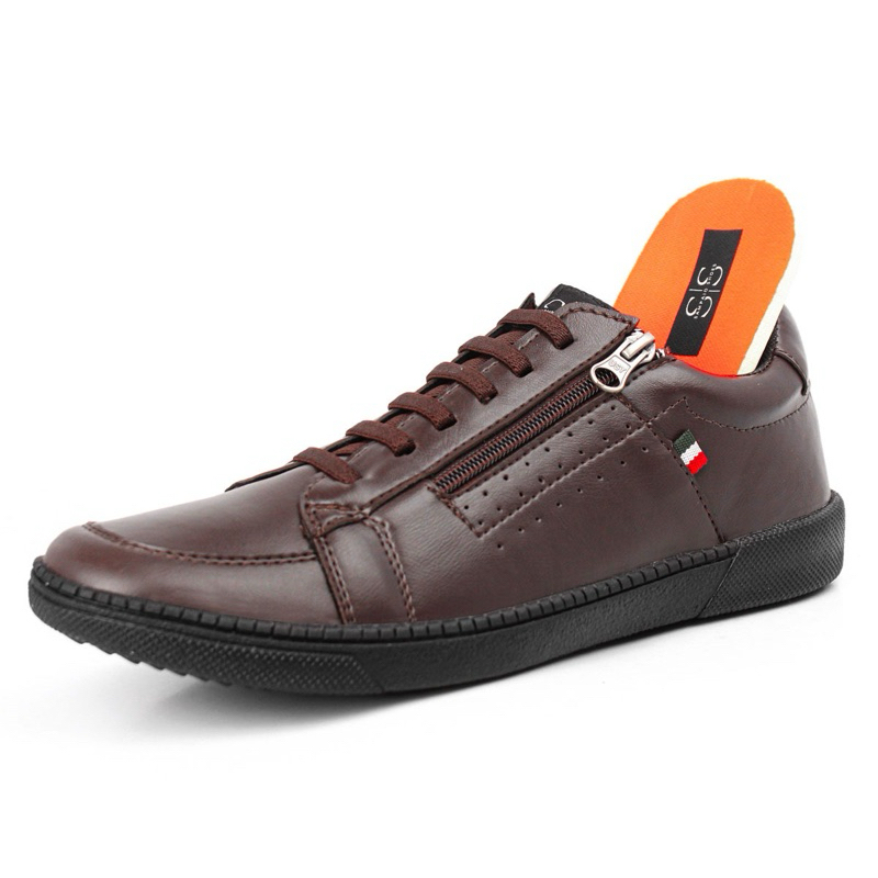Sapatenis Masculino Casual Couro Ortopédico Confortável Calce Fácil Elástico E Zíper em Oferta na Shopee