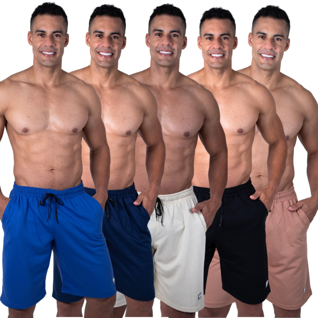 Bermudas Moletom Masculinas Kit Com 5/4/3 Bermudas Tecido Leve Confortável Esportiva Casual