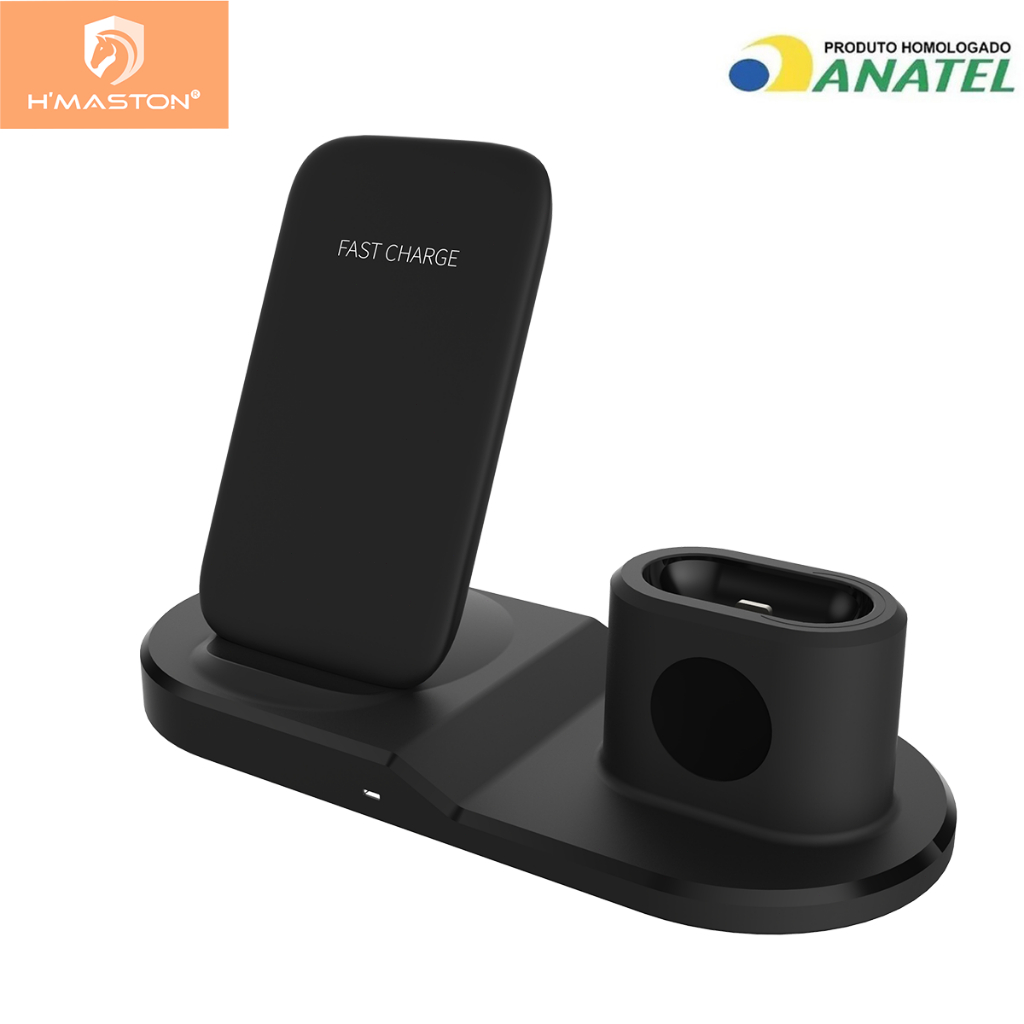 H'maston YD-15 Carregador Sem Fio 15W por indução Carregador Sem Fio Para Apple Watch AirPods 3 Em 1 em Oferta na Shopee
