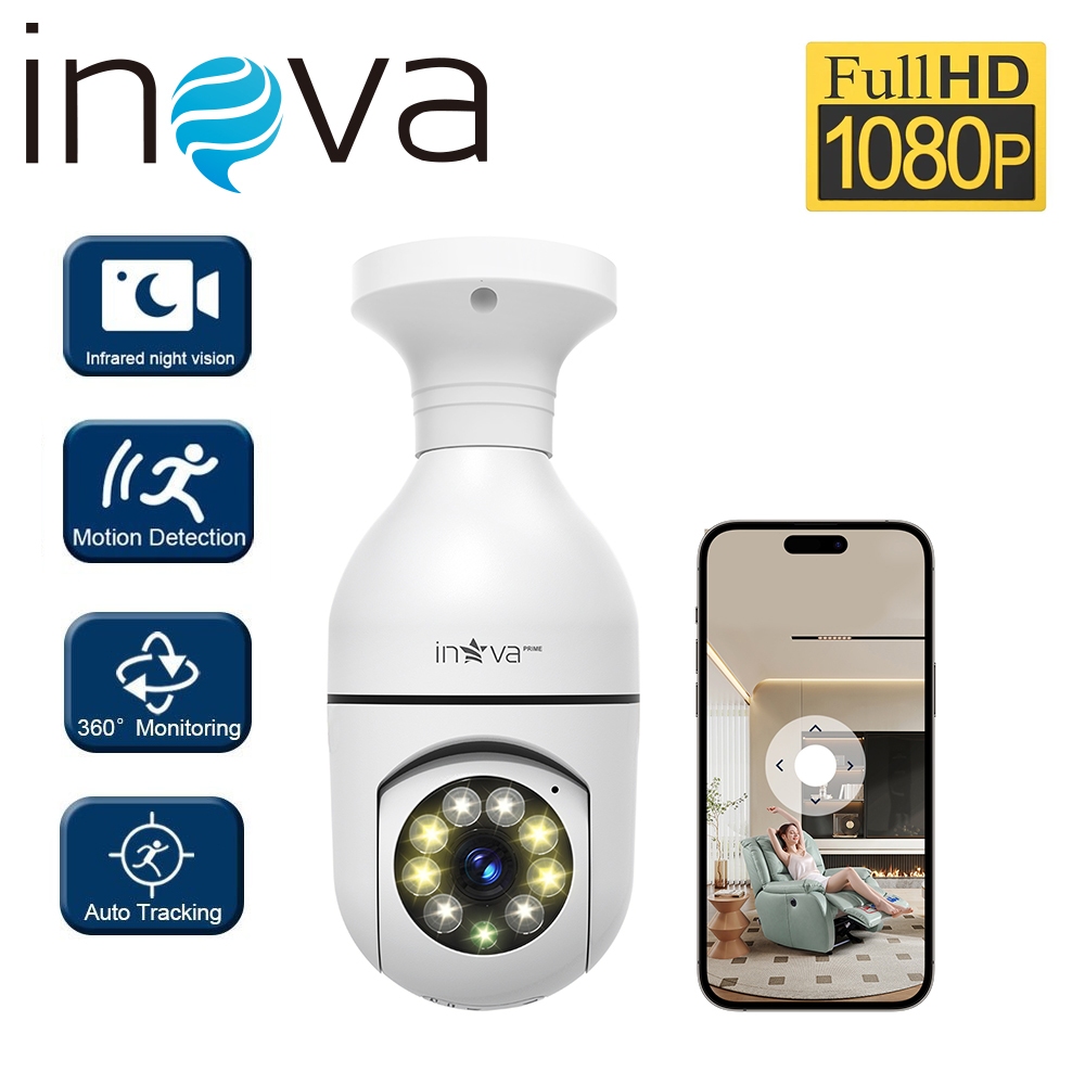 INOVA Câmera segurança Prova D'água sem fio gira 360 com app ICSEE full HD visão notturna em Oferta na Shopee
