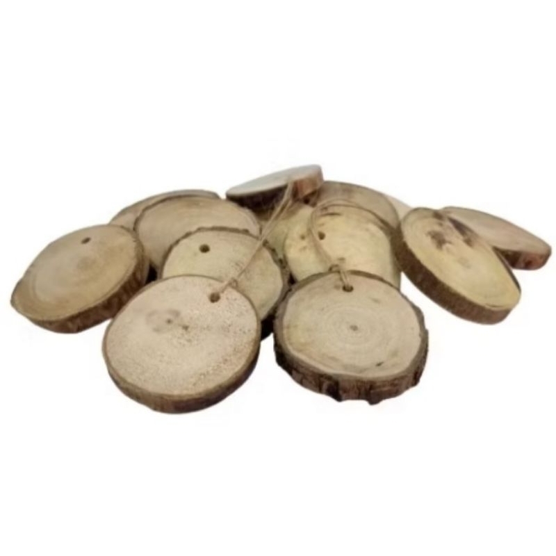 Kit 15 Bolacha Madeira Tronco Natural Furada Enfeite Natalino Para Decoração Árvore de Natal
