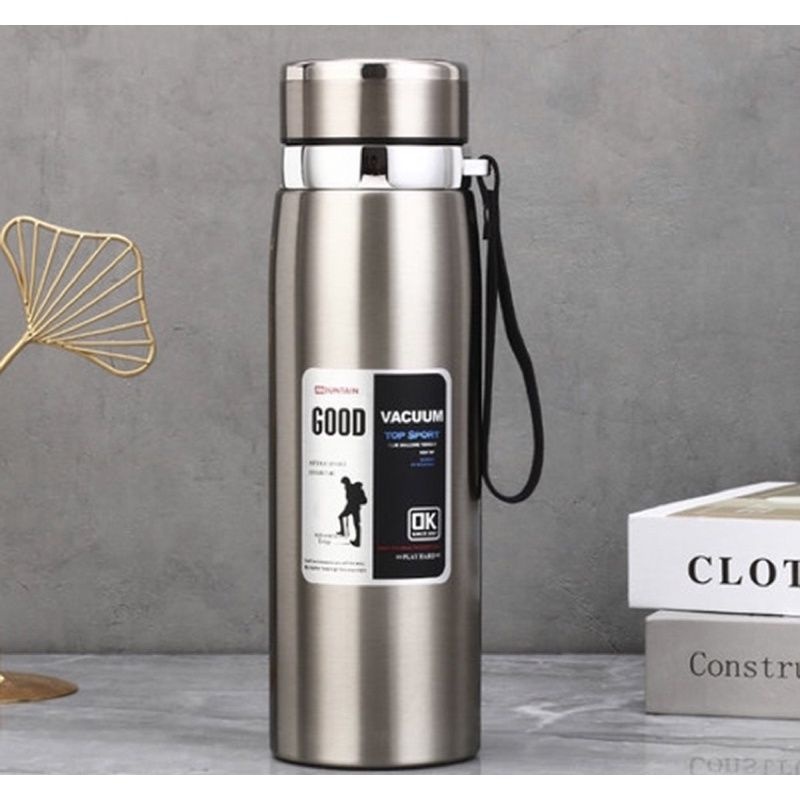 Garrafa 1000ml Aço Inoxidável Térmico Com Infusão De Capuz Prateado Effeclog Caphé Alça em Oferta na Shopee
