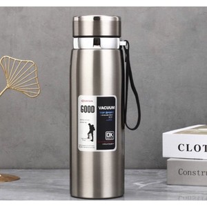 Garrafa 1000ml Aço Inoxidável Térmico Com Infusão De Capuz Prateado Effeclog Caphé Alça