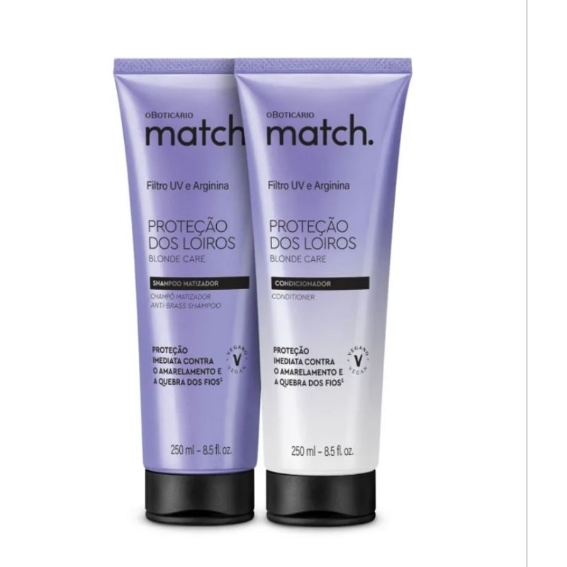 Combo Match. Proteção dos Loiros: Shampoo Matizador 250ml + Condicionador 250ml oboticario