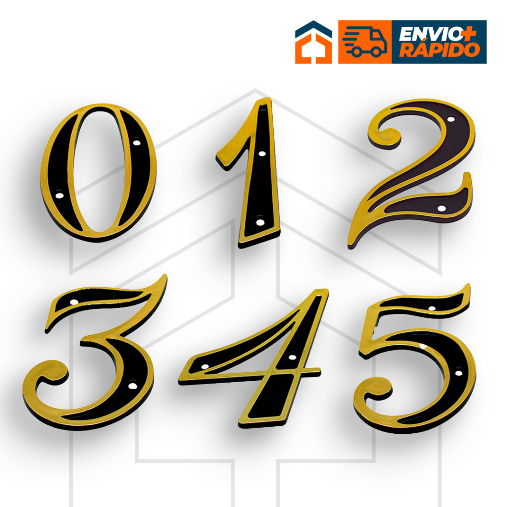 Número Residencial e Letras Dourado 0 ao 9 C/ parafusos casa