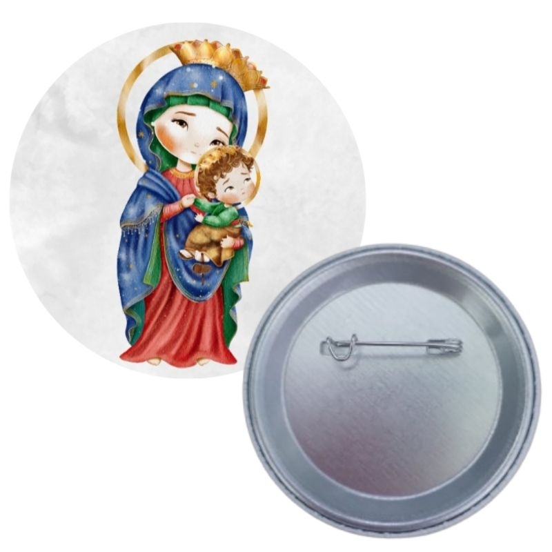 5 bottons broches Nossa Senhora do Perpétuo Socorro 4,5cm
