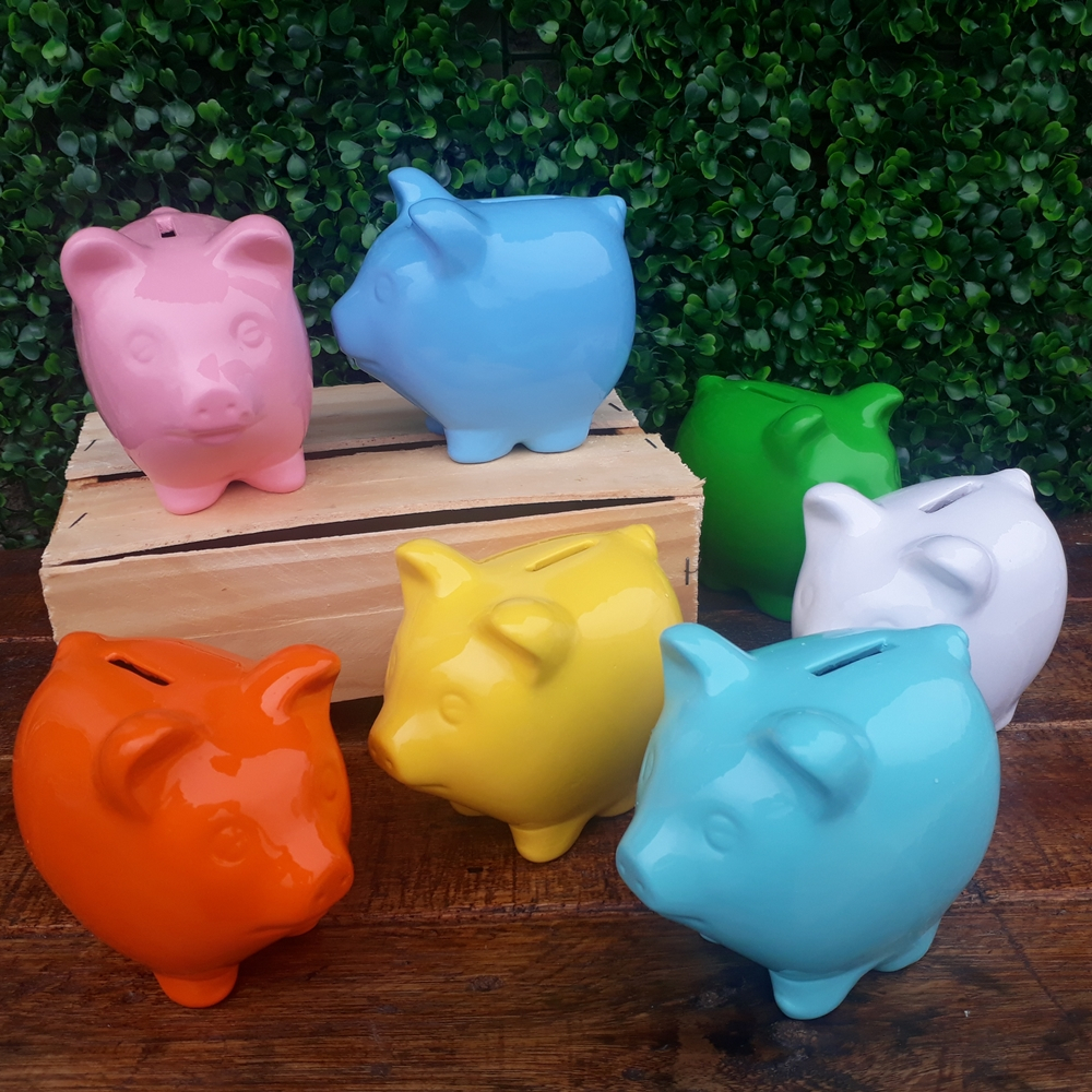 kit 5 Cofre Cofrinhos de Cerâmica Porquinho Pig Lembrancinha de Festa Aniversário Peppa George Fazendinha Toy Story