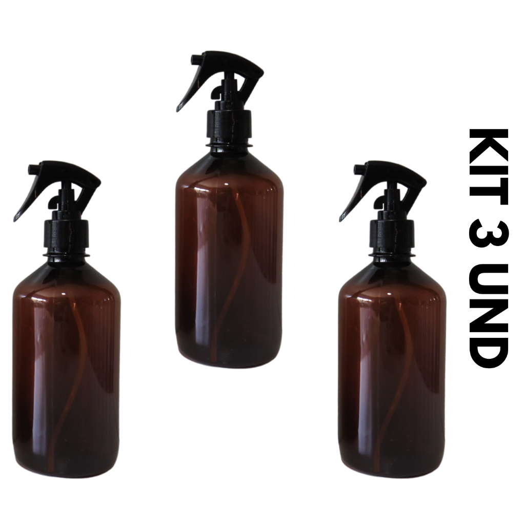 Frasco Pet Ambar 500ml Borrifador Multiuso com Valvula Spray Mini Gatilho 3Und em Oferta na Shopee