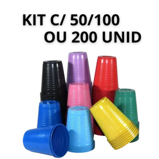 Copo Descartável Colorido Plástico Biodegradável 200ml Festa C 50/100 ou 200 Unid em Oferta na Shopee