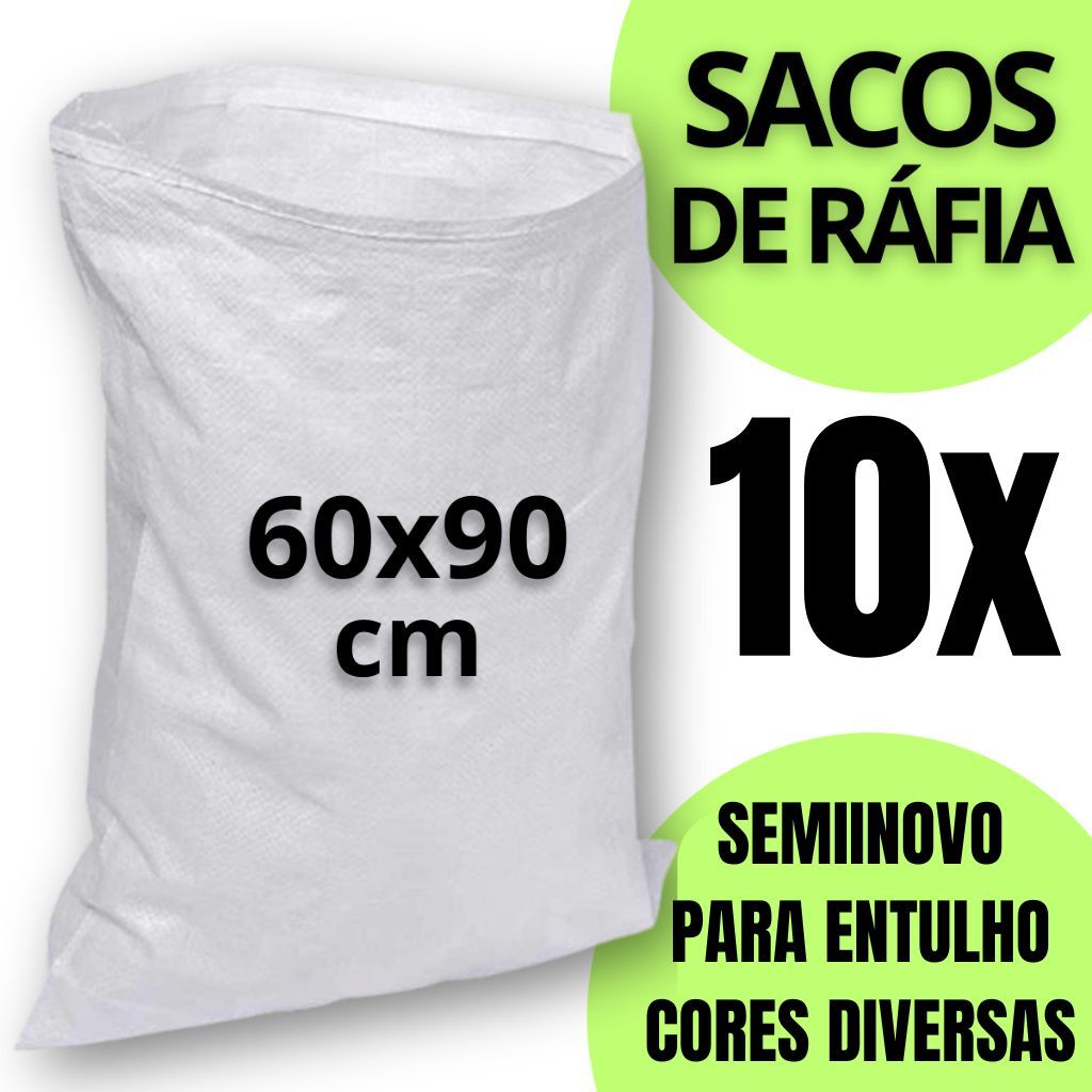 10 Sacos De Ráfias Entulho 60x90 - Seminovo em Oferta na Shopee