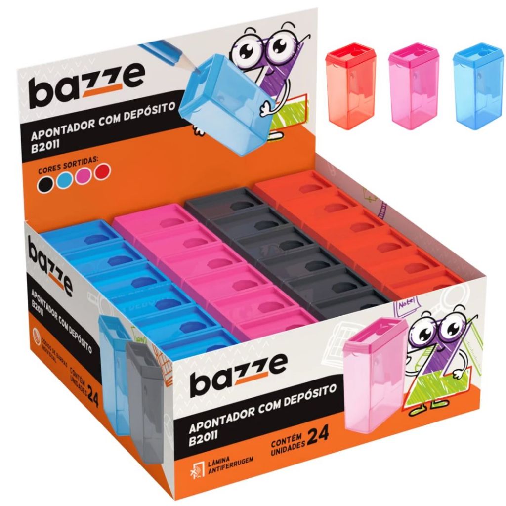 Kit 6/12/24 Apontador Com depósito Colorido Apontador Escolar Com Cesta em Oferta na Shopee