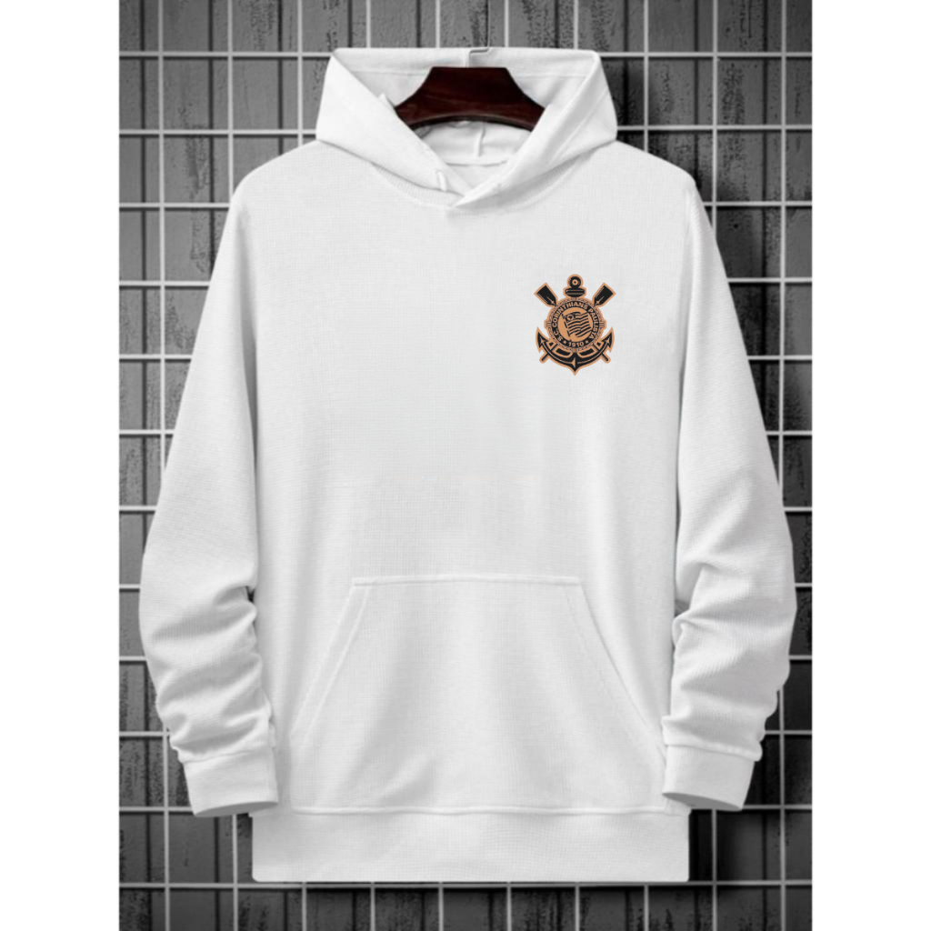 Blusa de Frio Moletom Canguru Com Capuz Time Corinthians Jaqueta Flanelada - Super Macia e Confortável