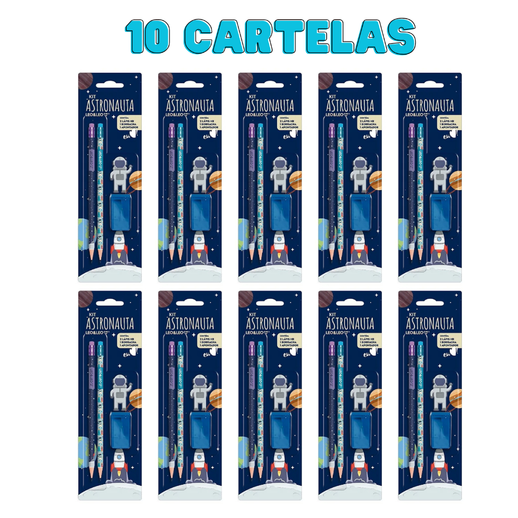 Kit Escolar Leo E Leo Astronauta 4 Pcs-10 cartelas