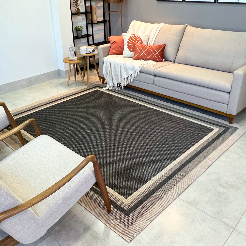Tapete 250x300 Sala Sofisticada Modelo ECO NATURE MOLDURA Novo Luxo Premium Decorativo Moderno