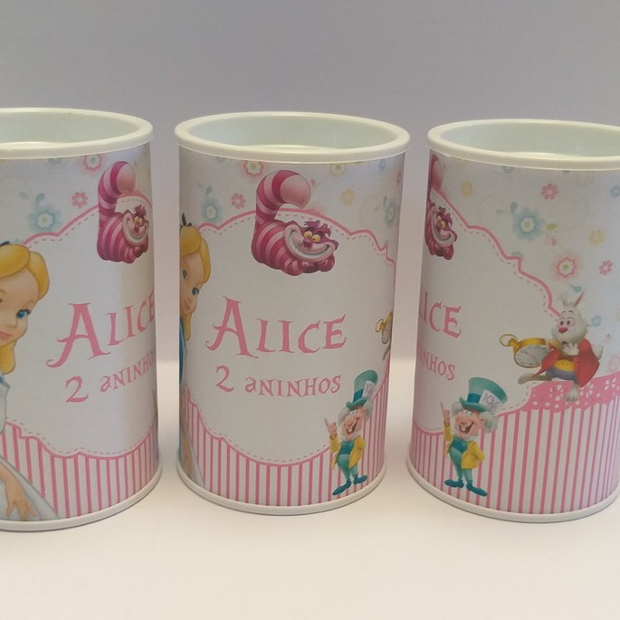 Cofrinho  Alice no País das Maravilhas -  Lembrancinha Alice - Aniversario Alice FAZEMOS EM QUALQUER TEMA