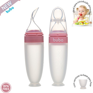 Colher Dosadora em Silicone Com Ventosa Rosa Buba Introdução Alimentar Bebe