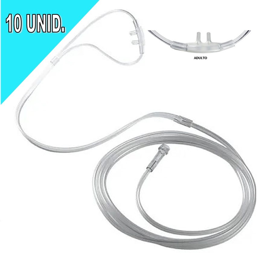 10 Cateter Nasal Para Oxigênio Tipo Óculos 2,1M em Oferta na Shopee