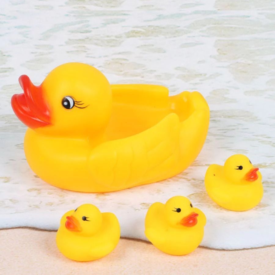 Kit 4 Pato emborrachado Patinho 4 peças brinquedo para banho de bebe — imagem 2 de 2