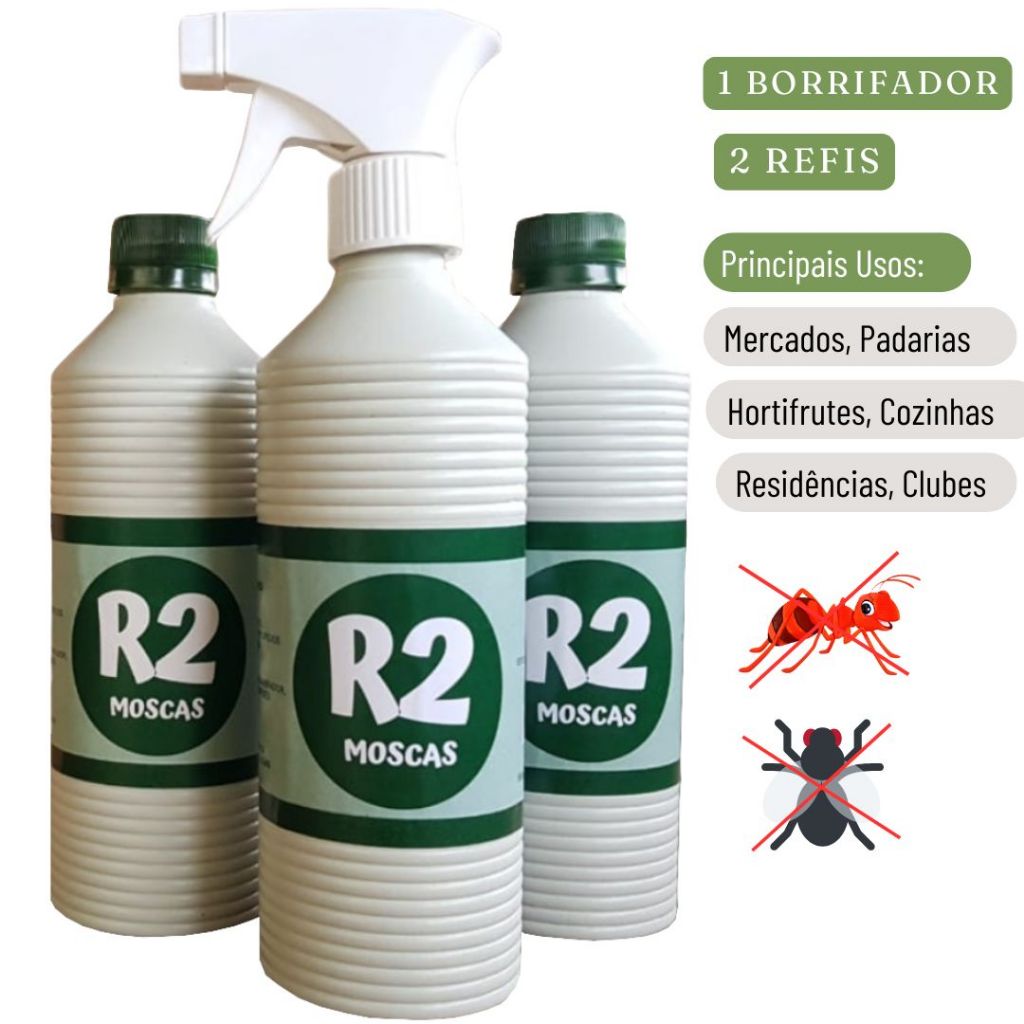 Repelente Kit(3) R2 Moscas Formigas (1Borrifador+2 Refis) Casa Mercados Padarias Comércio Sem Cheiro em Oferta na Shopee