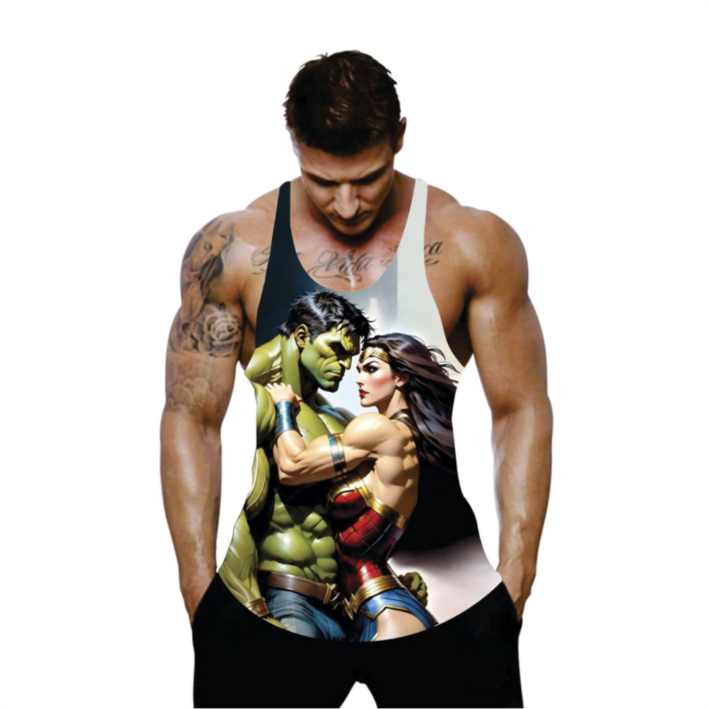 Regata Masculina Estampada com Personagem Academia Musculação Treino Fitness