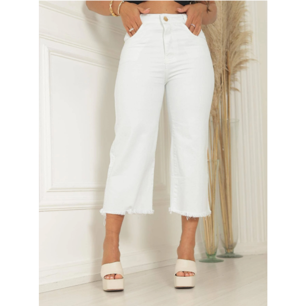 Calça Jeans Pantacourt em Oferta na Shopee