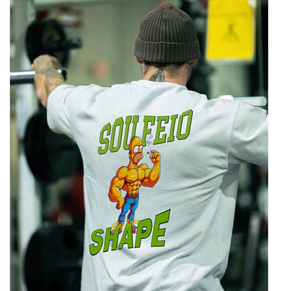 Camiseta Maromba Treino Homer Sou Feio Confortavel Premium Academia Streetwear Oversized Blusao