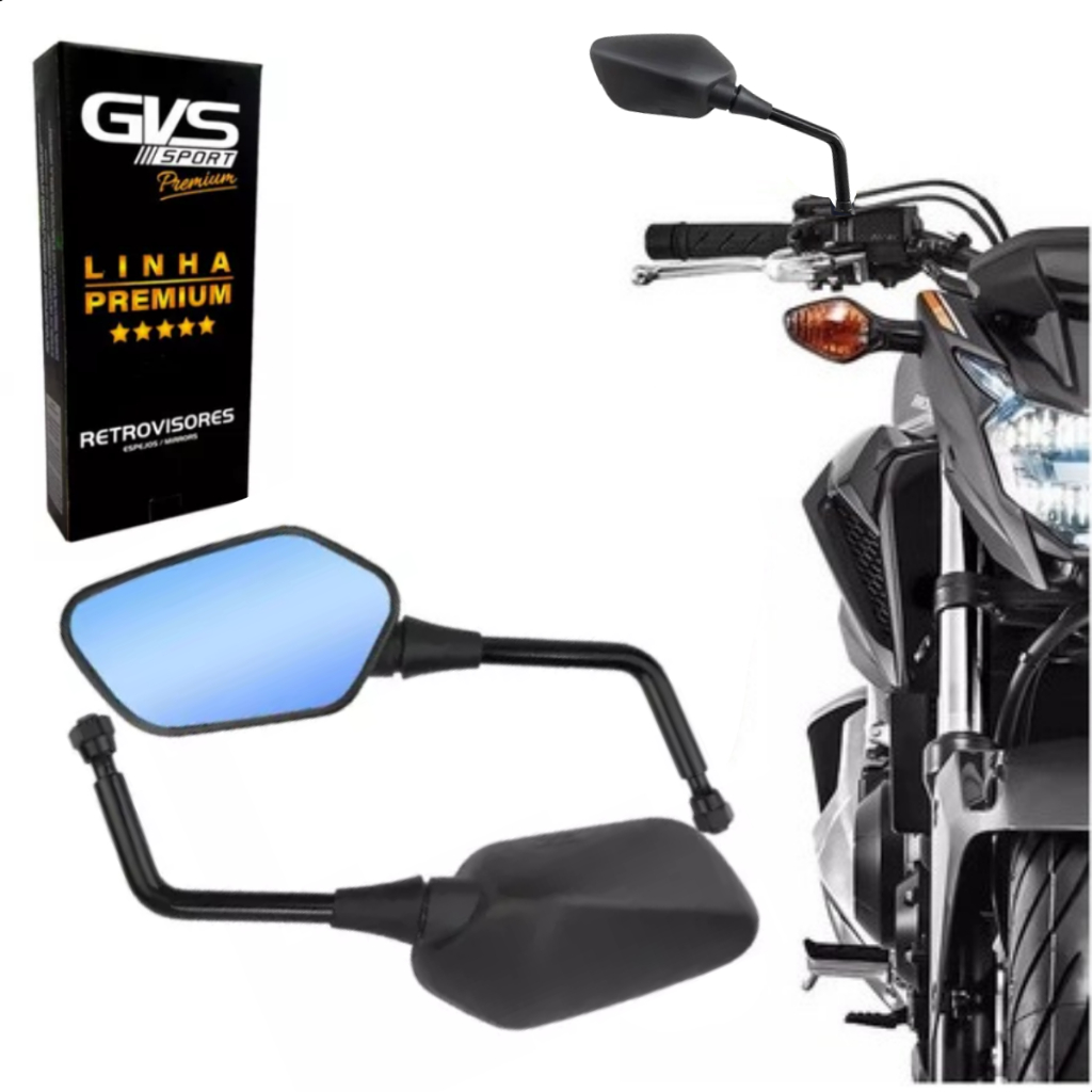 Retrovisor Gvs Moto Modelo Cb300 2011 Lente Azul Convexa Par em Oferta na Shopee