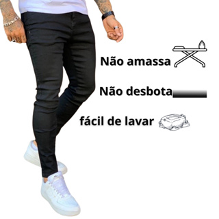 Calça jeans preta masculina skinny linha premium envio promoção NF em Oferta na Shopee