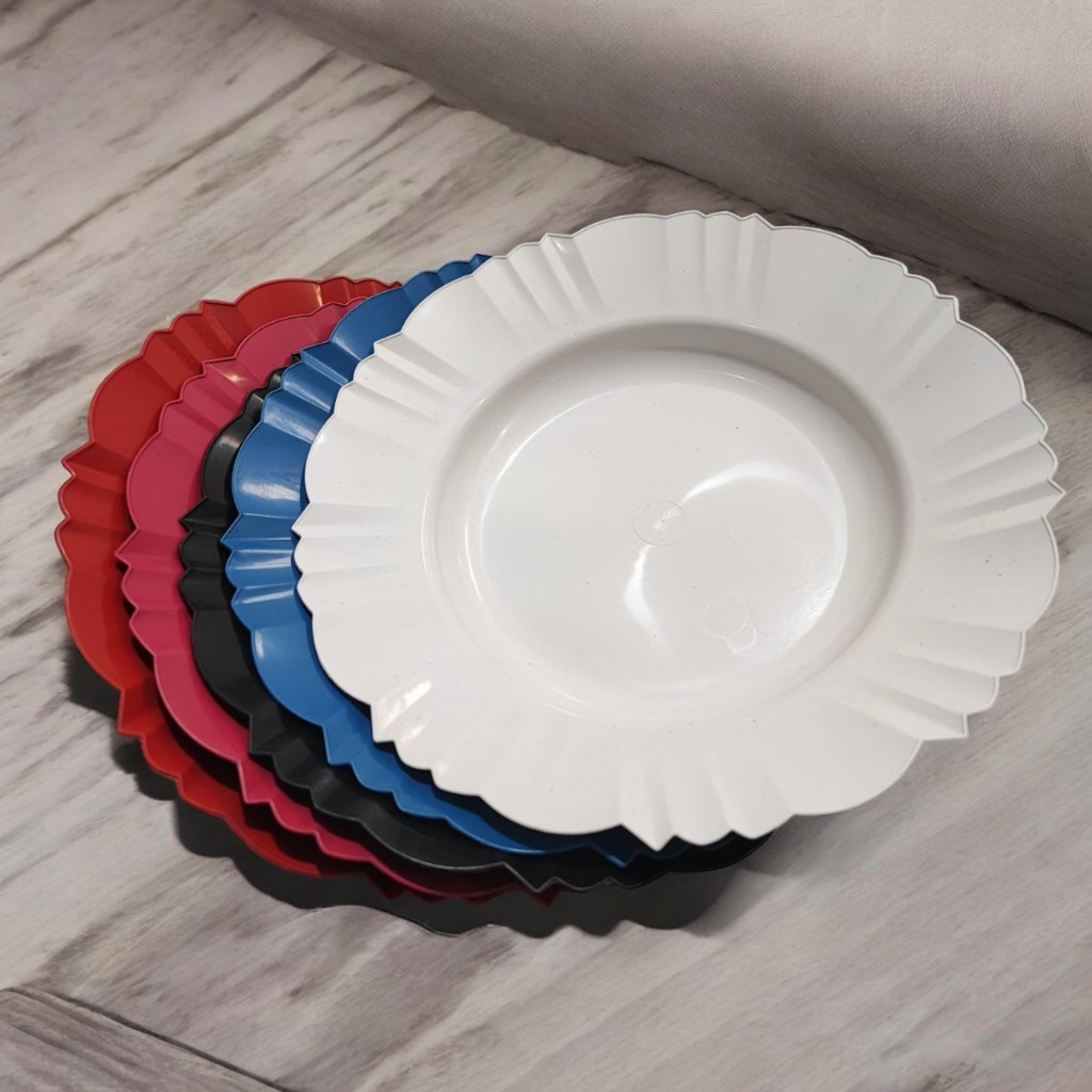 Kit 50 pratos fundo redondo plastico  Refeição mesa posta petala refeição