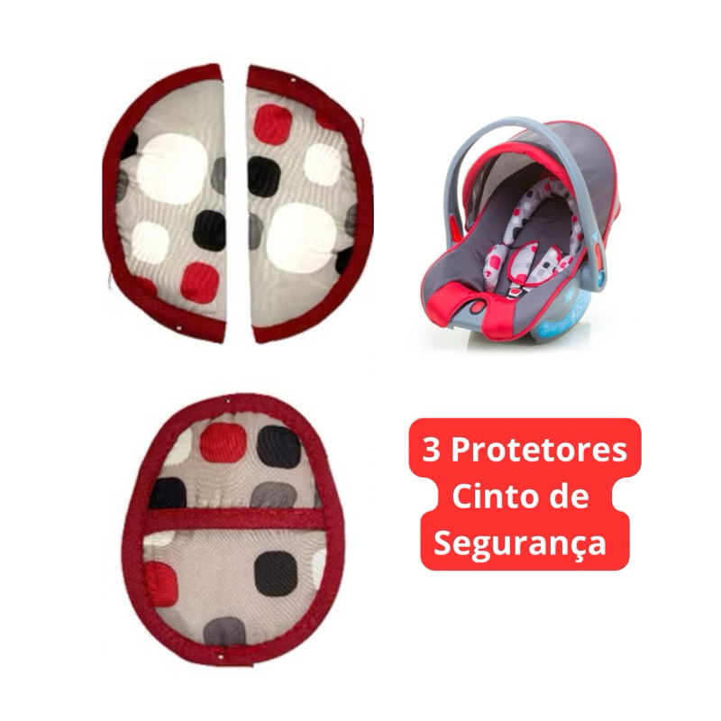 Protetor Cinto de Segurança Bebê Conforto Cosco Reverse Vermelho - 3 Peças